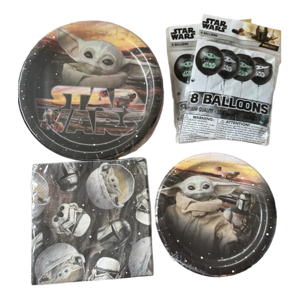 NWT Star Wars Mandalorian Yoda Party Supplies set of 8